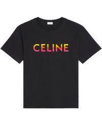 Celine - Celine Los T-shirt Met Gradiënt Celine Print In Het Zwart - Lyst