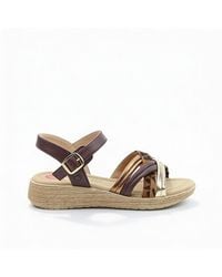 Heavenly Feet - Symphony Ankle Strap Sandals Chocolate/Leopard - Lyst