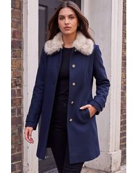 Roman - Faux Fur Tipped Dolly Coat - Lyst