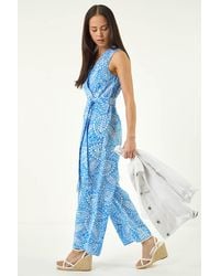 Roman - Petite Paisley Print Wrap Jumpsuit - Lyst