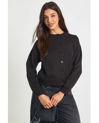 Boohoo - High Neck Fleece Cardigan - Lyst