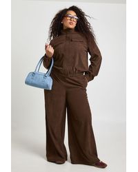 Boohoo - Plus Cord Wide Leg Trouser - Lyst
