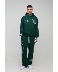 BoohooMAN - Tall Oversized Boxy Doodle Print Hoodie & Dropped Crotch Jogger Tracksuit - Lyst
