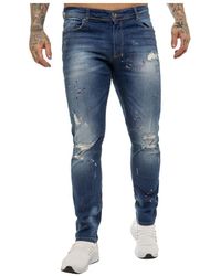 Enzo - Skinny Ripped Splashed Jeans - Lyst