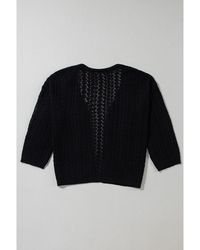 Azura Exchange - Hollow Out Knit Drop Shoulder Open Front Cardigan - Lyst
