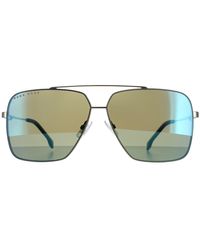 BOSS - Sunglasses Boss 1325/s 31z 3u Ruthenium Havana Kaki Blue Mirror - Lyst