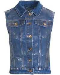 Amy Lynn - Amylynn Soho Denim Collared Neck Sleeveless Vest - Lyst