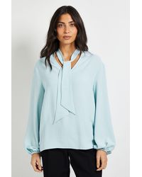 Wallis - Tie Neck Woven Blouse - Lyst