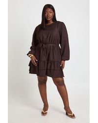 Boohoo - Plus Puff Sleeve Smock Dress - Lyst