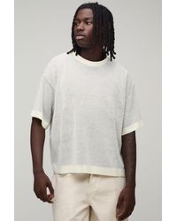 BoohooMAN - Oversized Boxy Contrast Ribbed Knitted T-Shirt - Lyst