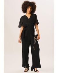 Gini London - Angel Sleeves Pleated Belted Wrap Jumpsuit - Lyst