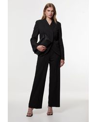 Karen Millen - Tall Compact Stretch Pocket Detail Tailored Wide Leg Trouser - Lyst