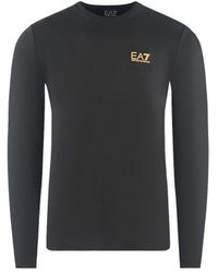 EA7 - Large Back Logo Long Sleeved Black T-shirt - Lyst