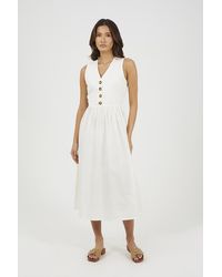 Brave Soul - Sleeveless V-Neck Button Down Midi Dress - Lyst