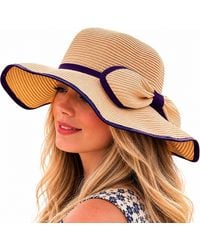 Woodland Leathers - Ladies Wide Brim Foldable Sun Hat Adjustable Summer Beach Hat - Lyst