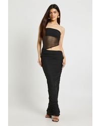 Boohoo - Bandeau Drape Skirt Mesh Maxi Dress - Lyst
