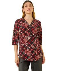 Roman - Textured Floral Print Stretch Top - Lyst