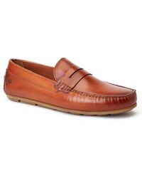 Base London - Collins Driver Leather Burnt Loafers - Lyst