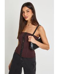 Boohoo - Cotton Touch Hook And Eye Bandeau Corset - Lyst