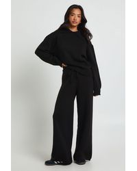 Boohoo - Petite Chunky Knit Collar Detail Oversized Jumper And Wide Leg Trouser Co-Ord - Lyst