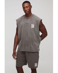 BoohooMAN - Oversized Boxy Homme Washed Tank & Short Set - Lyst