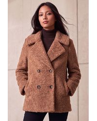 Roman - Petite Double Breasted Boucle Coat - Lyst