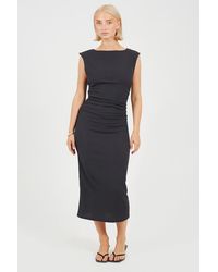 Brave Soul - Textured Jersey Midi Dress With Gathered Detail - Lyst