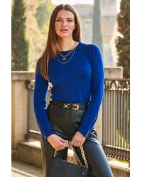 Sosandar - Cobalt Zip Cuff Crew Neck Jumper - Lyst