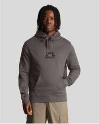 Lyle & Scott - Embroidered Logo Gunmetal Pull-Over Hoodie - Lyst