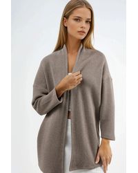 Busem - Long Ribbed Knit Cardigan With Open Collar - Lyst