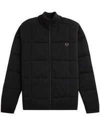 Fred Perry - Gewatteerde Gebreide Zwarte Jas - Lyst