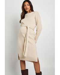 Boohoo - Maternity Crew Neck Jumper Midi Dress - Lyst