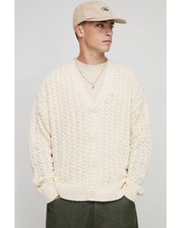 BoohooMAN - Relaxed Boxy Fit Cable Lace Knitted Cardigan - Lyst