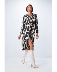 GUSTO - Printed Satin Wrap Dress - Lyst
