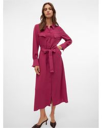Vero Moda - Olla Collared Neck Midi Dress - Lyst