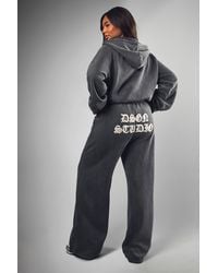Boohoo - Plus Dsgn Studio Applique Washed Straight Leg Jogger - Lyst