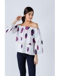 Conquista - Off The Shoulder Print Top - Lyst