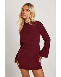 Boohoo - Cord High Neck Neck Mini Dress - Lyst