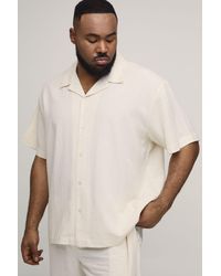 BoohooMAN - Plus Oversized Short Sleeve Linen Blend Shirt - Lyst