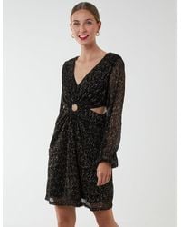 Blue Vanilla - V-Neck Long Sleeve Lurex Dress - Lyst