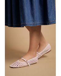 Oasis - Alex Faux Leather Woven Mary-Jane Ballet Pumps - Lyst