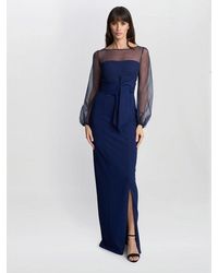 Gina Bacconi - Joanne Crepe And Mesh Maxi Dress - Lyst