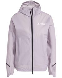 adidas - Solid Patterned Hooded Rain Jacket - Lyst
