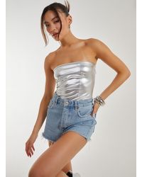 Pink Vanilla - Metallic Pu Corset Top - Lyst