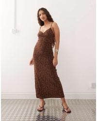 Motel - Kalana Swirl Flock Maxi Cami Dress - Lyst