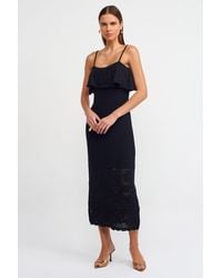 Hiccup - Floral Embroidered Spaghetti Strap Crochet Ruffled Long Sleeve Maxi Dress - Lyst