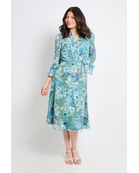 Wallis - Floral Burn Out Ruffle Midi Dress - Lyst