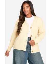 Boohoo - Plus Seam Detail Soft Knit Boyfriend Oversized Cardigan - Lyst