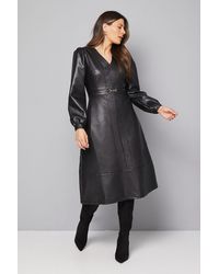 Wallis - Faux Leather Snaffle Buckle Midi Dress - Lyst