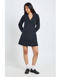 Boohoo - Tall Wrap Front Denim Dress - Lyst